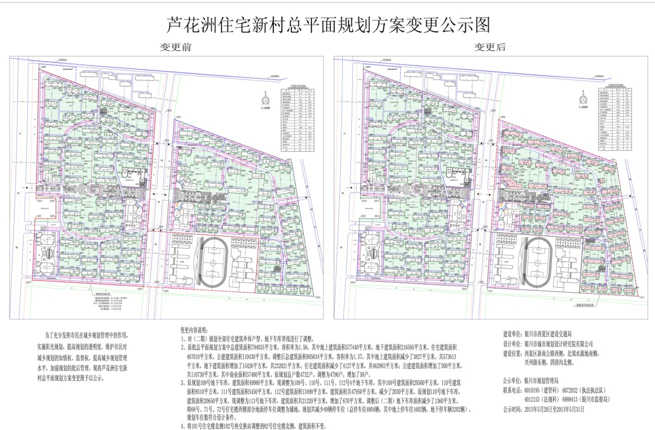 芦花洲住宅新村规划变更公示